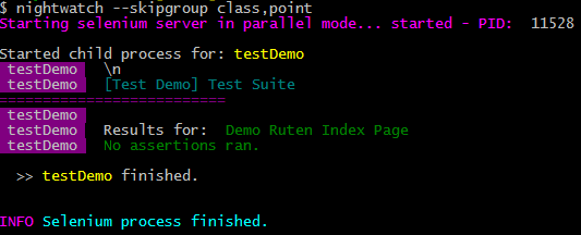 Nightwatch Test Skip Groups