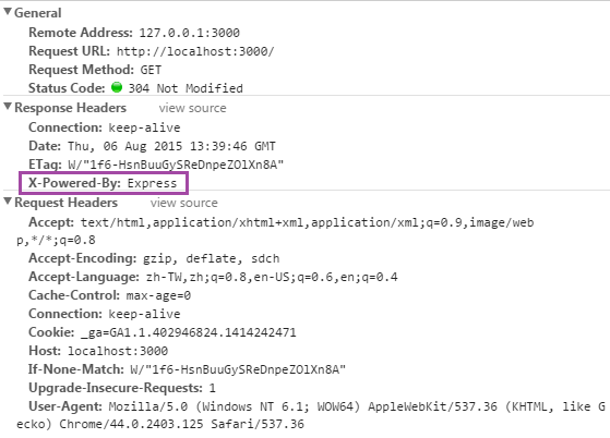 Node.js: 隱藏 Response Headers 資訊