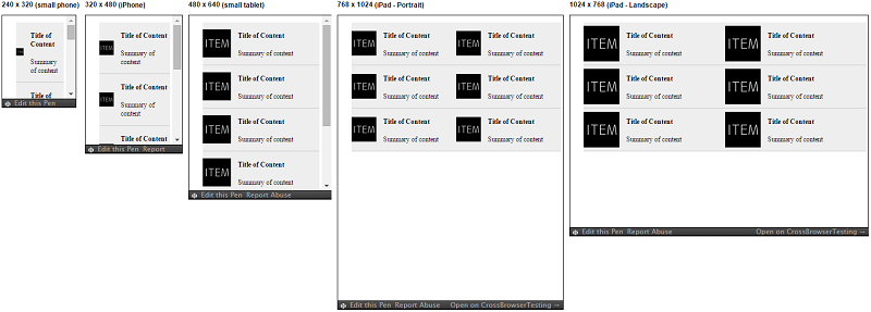 Responsive Patterns - List with Thumbnails